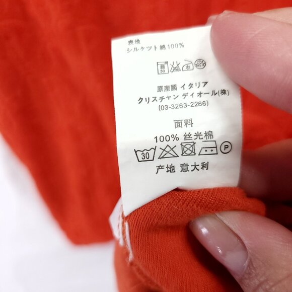 Dior Oblique Jacquard T-Shirt Womens Medium Orange Terry Crew Neck Cotton - Picture 5 of 14